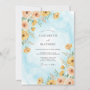 Honey Azure Wildflower Wedding Invitation