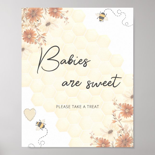 Honey Babies Are Sweet Take a Treat Baby Shower Poster (Front)