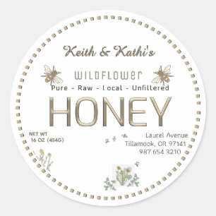 Honey Backyard Bees Hives and Little Bees Garden Classic Round Sticker