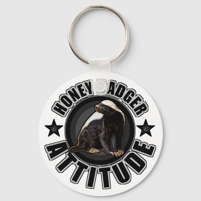 Honey Badger ATTITUDE - Round Design Key Ring (Front)