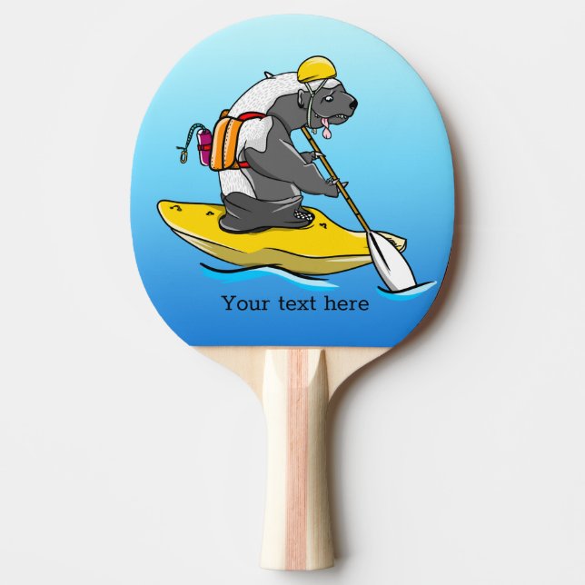 Honey Badger Canoeing in a River Ping Pong Paddle (Front)