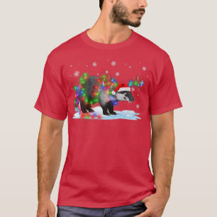 Honey Badger Christmas Tree Light Pajama Animal Xm T-Shirt