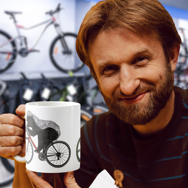 Honey Badger Cycling Funny Badass Animal Cyclist   Coffee Mug (Honey badger cycling on a bicycle funny wild animal cyclist art coffee mug)
