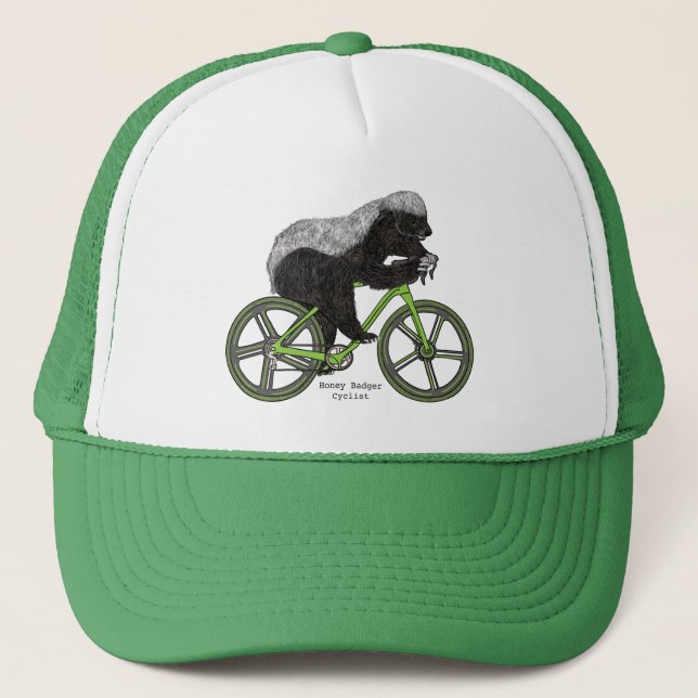 Honey Badger Cycling Funny Badass Bicycle Slogan  Trucker Hat (Front)