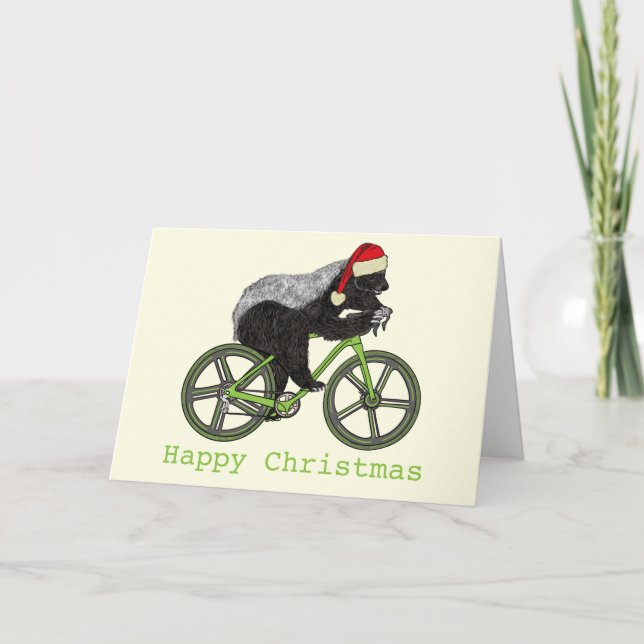 Honey Badger Cycling Funny Badass Festive Cyclist Card (Front)