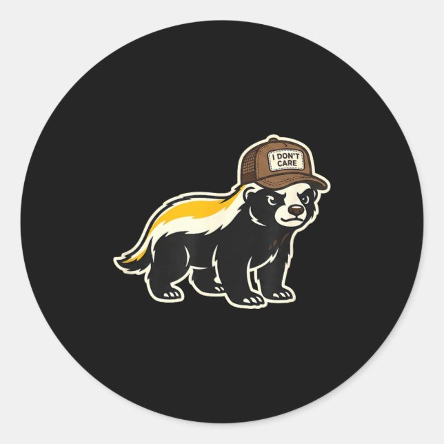 Honey Badger I Don't Care Trucker Funny Animal Art Classic Round Sticker (Front)