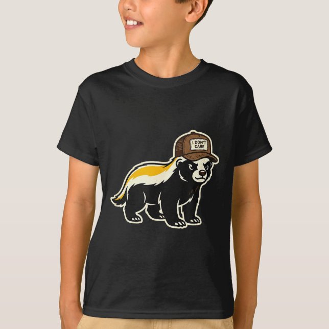 Honey Badger I Don't Care Trucker Funny Animal Art T-Shirt (Front)