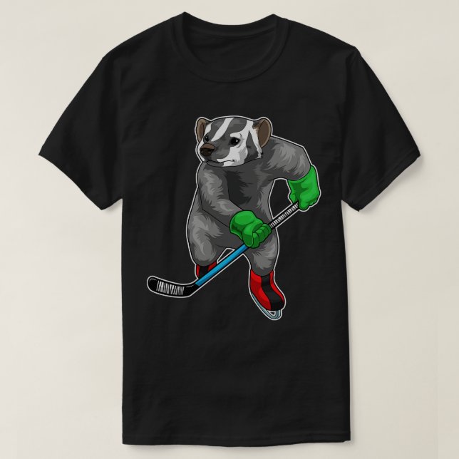 Honey badger Ice hockey Ice hockey stick T-Shirt (Design Front)