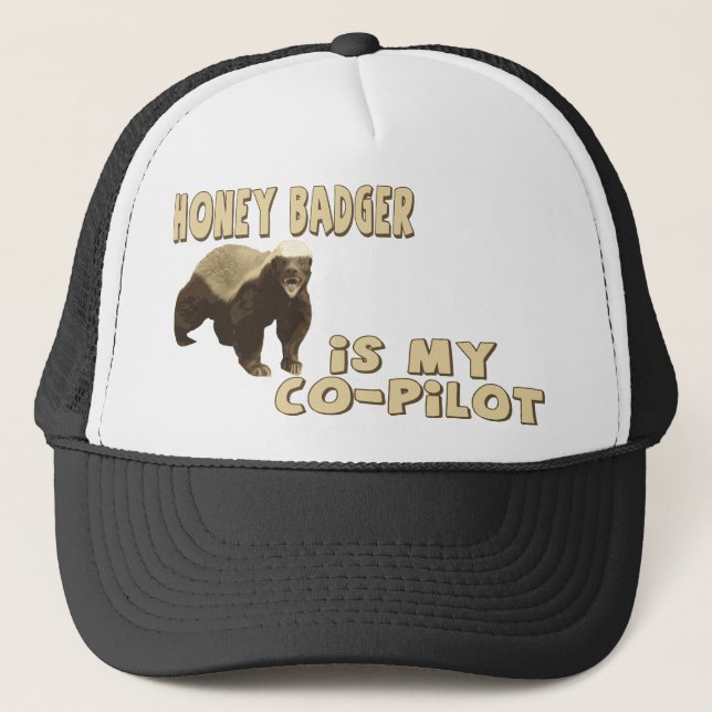 Honey Badger Is My Co-Pilot Trucker Hat (Front)