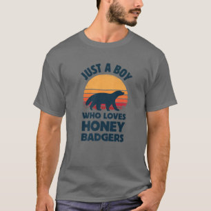Honey Badger Just A Boy Who Loves Retro Vintage Su T-Shirt
