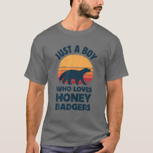 Honey Badger Just A Boy Who Loves Retro Vintage Su T-Shirt