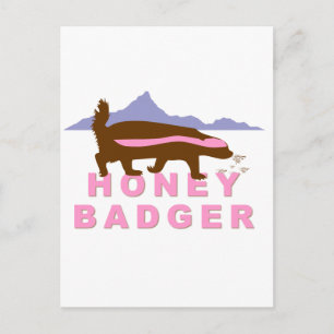 honey badger pink postcard