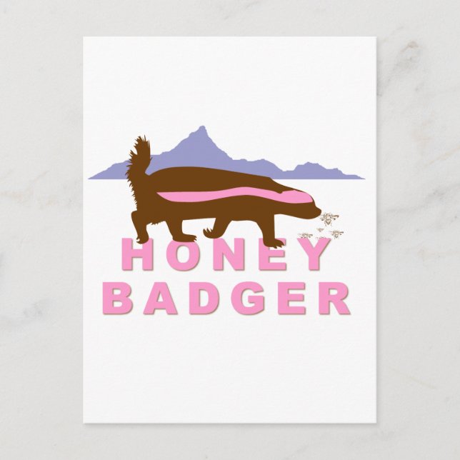 honey badger pink postcard (Front)