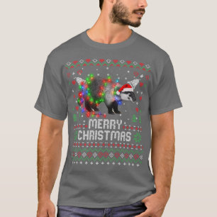 Honey Badger Santa Hat Animal Christmas Tree Light T-Shirt
