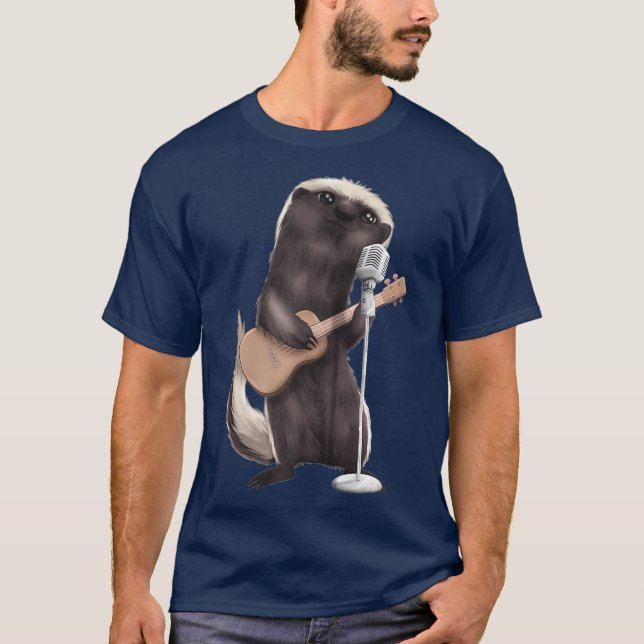 Honey Badger Singing Guitar Player Musician T-Shirt (Front)