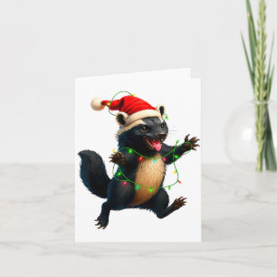 Honey Badger Tree Xmas Lights Santa Honey Badger C Card