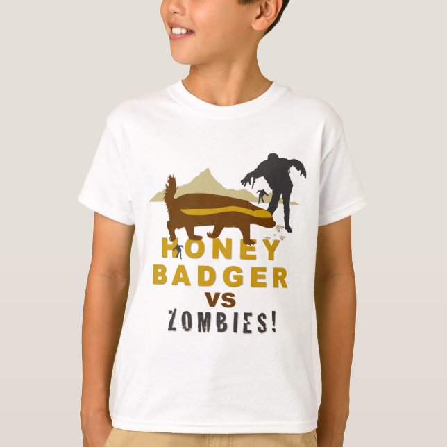honey badger vs zombies T-Shirt (Front)
