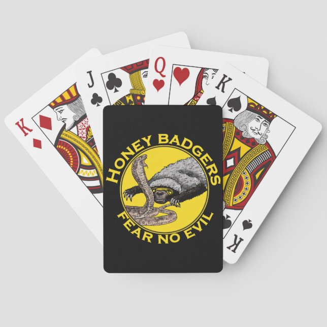 Honey Badgers Fear no Evil Yellow Scary Animal Art Playing Cards (Back)