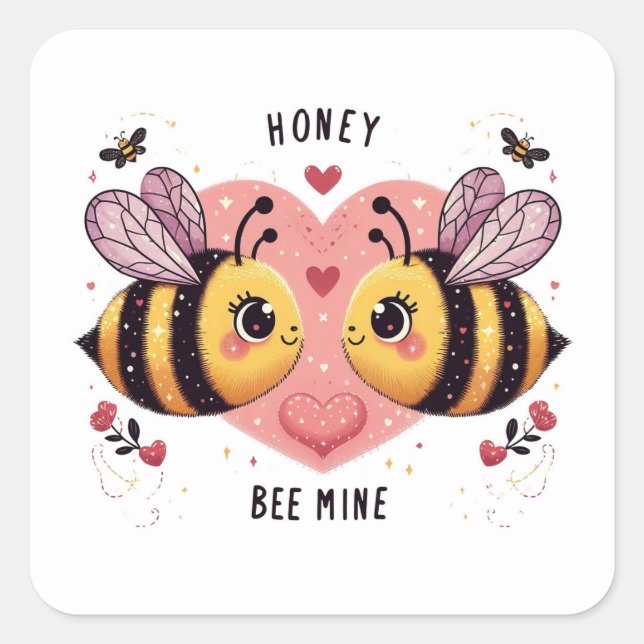 Honey Be Mine, Honey Bees  Square Sticker (Front)