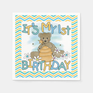 Honey Bear 1st Birthday Paper Napkins