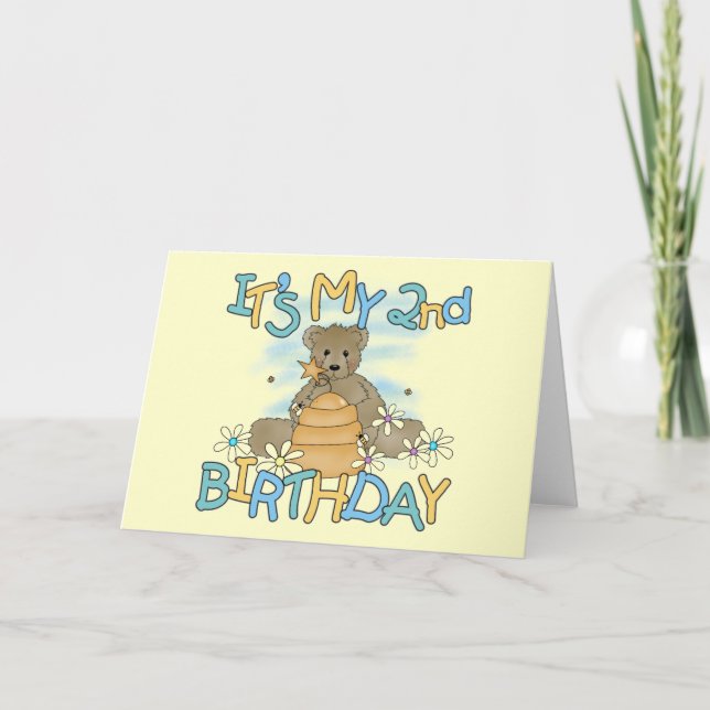 Honey Bear 2nd Birthday T-shirts and Gifts Card (Front)