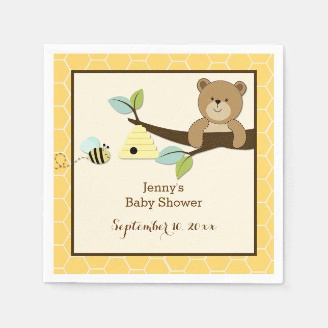 Honey Bear and Bee Customised Napkins (Front)