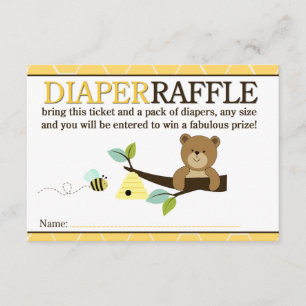 Honey Bear and Bee Shower Diaper Raffle Card