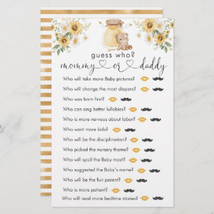 Honey Bear Baby Shower "Guess Who" Game