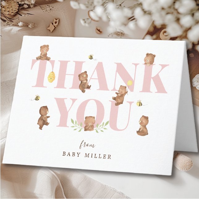 Honey Bear Baby Shower Thank You Card (Creator Uploaded)