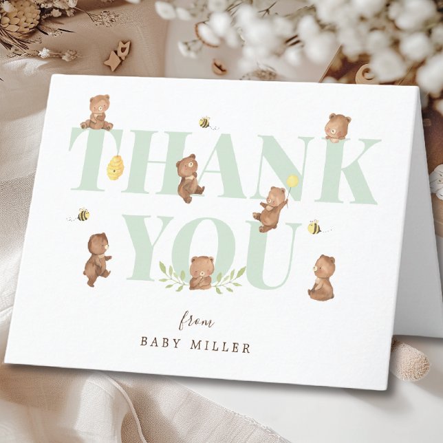 Honey Bear Baby Shower Thank You Card (Creator Uploaded)
