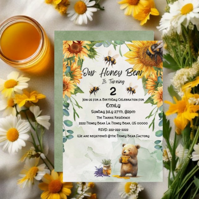 Honey Bear Birthday Celebration/Party  Invitation (Creator Uploaded)