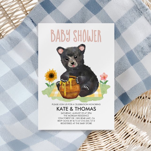 Honey Bear Cub Picnic Baby Shower Invitation (Creator Uploaded)
