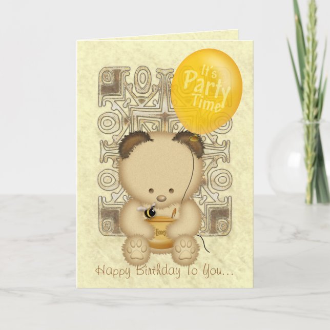 Honey Bear Custom Birthday Card (Front)