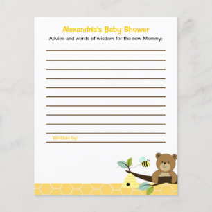 Honey Bear Custom Flyer Baby Shower Advice Cards