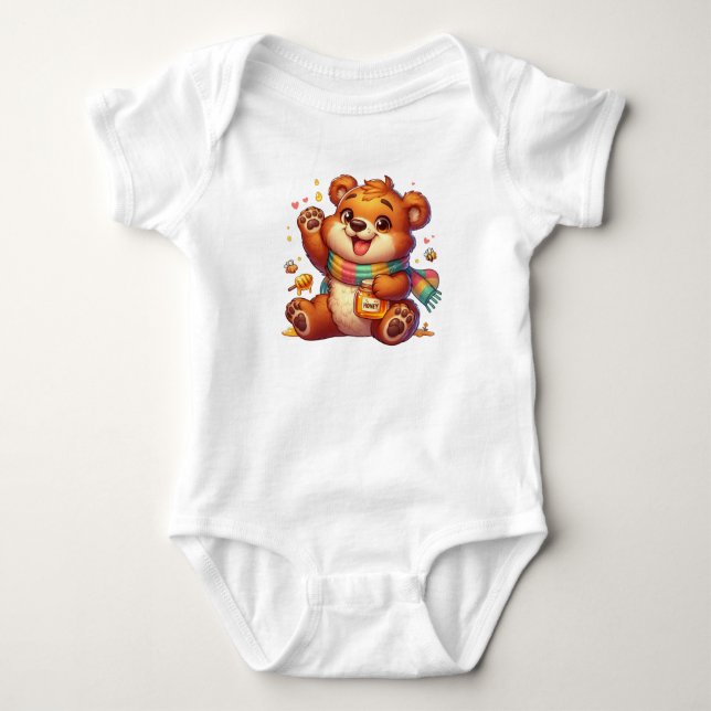 Honey Bear Delight Baby Bodysuit (Front)