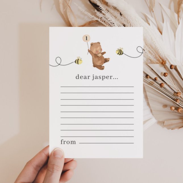 Honey Bear First Bee-day Time Capsule Note Card (Creator Uploaded)