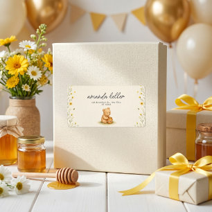 Honey Bear Floral Baby Birthday Label