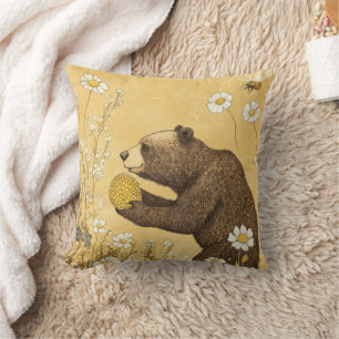 Honey Bear in Wildflower Meadow Cushion