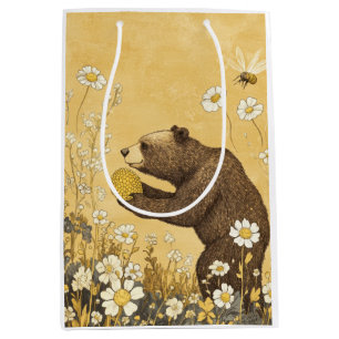 Honey Bear in Wildflower Meadow Medium Gift Bag