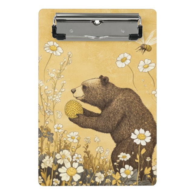Honey Bear in Wildflower Meadow Mini Clipboard (Front)