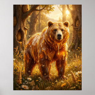 Honey Bear Meadow Glow Poster