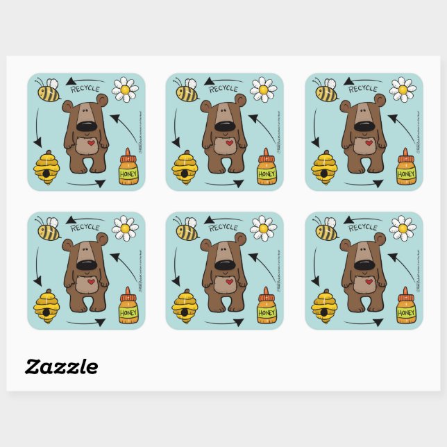 Honey Bear- The Recycler Square Sticker (Sheet)