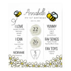 Honey Bee1st Birthday Milestone White Poster