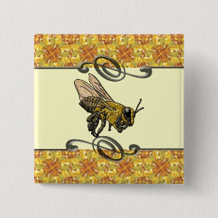 Honey Bee 15 Cm Square Badge