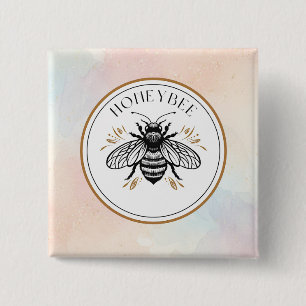 Honey Bee 15 Cm Square Badge