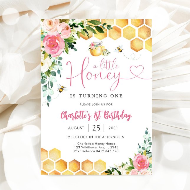 Honey Bee 1st Birthday Invitation (Creator Uploaded)