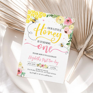 Honey Bee 1st Birthday Party Invitation