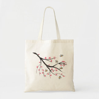 Honey Bee And Cherry Blossoms Tote Bag