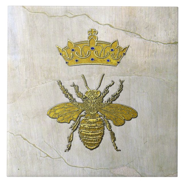 Honey Bee and Crown Ceramic Tile (Front)