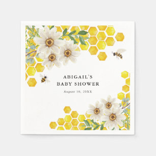 Honey Bee and Daisies Personalised Baby Shower Napkin